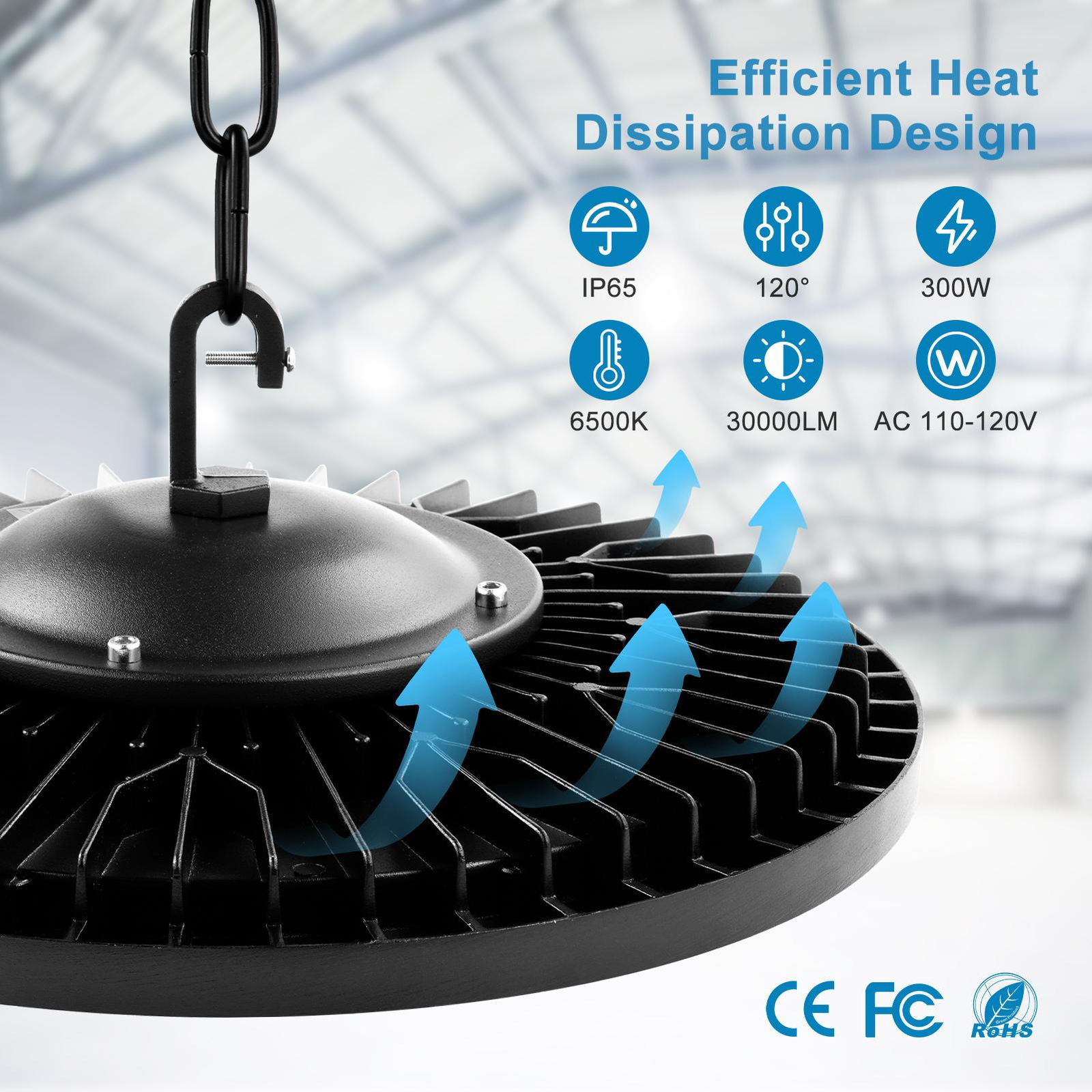 10Pcs 300W UFO LED High Bay Light Shop Lights Warehouse Commercial Lighting Lamp