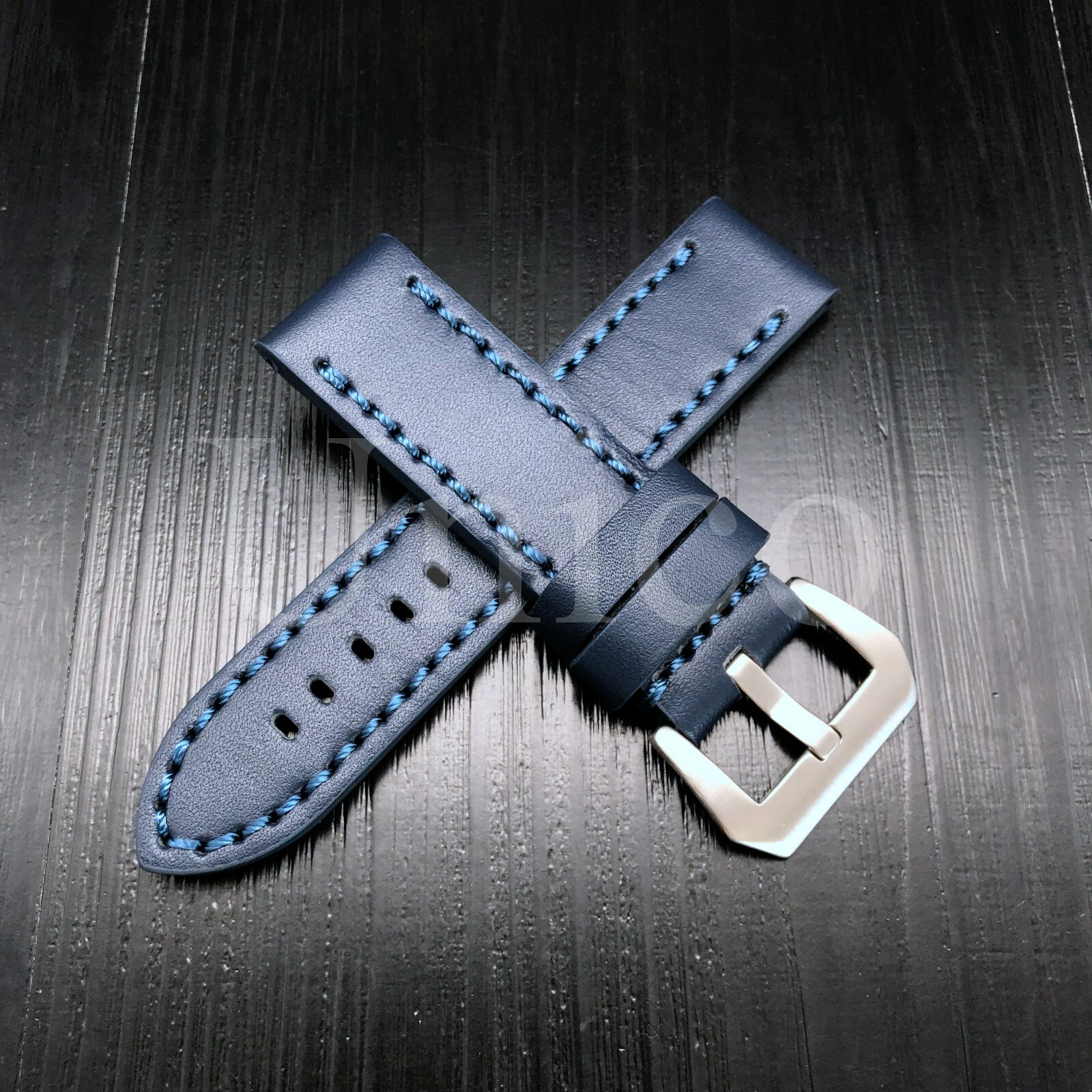 20/22/24/26 MM Cow Leather Strap Vintage Dark Blue Watch Band Fits For