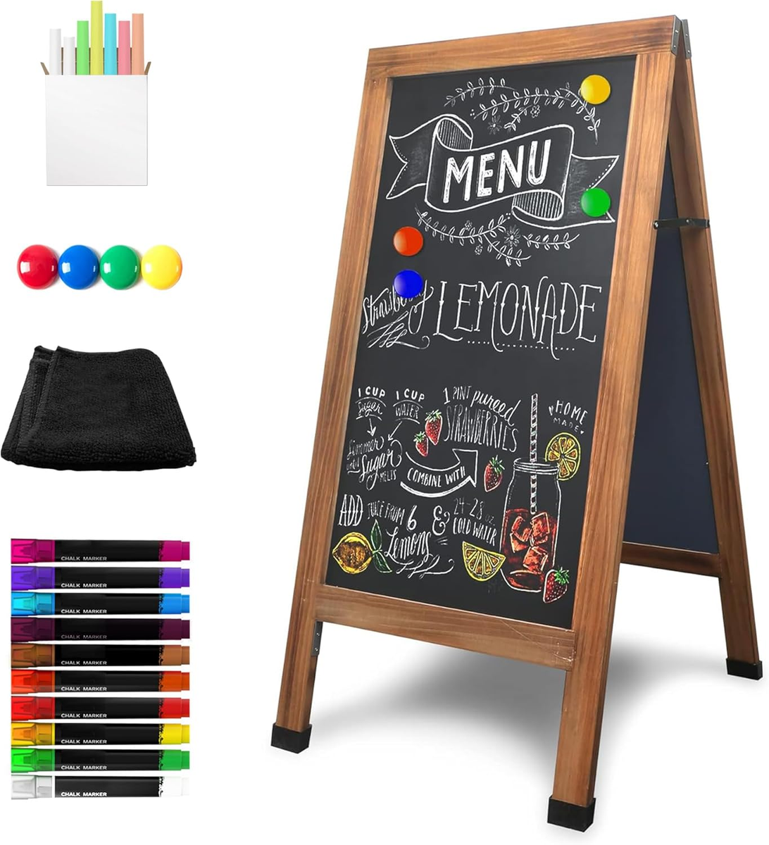 Rustic Magnetic A-Frame Chalkboard Sign with 10 Markers & 7 Chalks