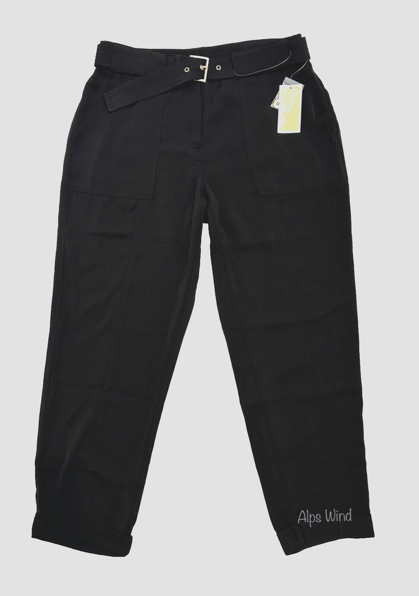 Michael Michael Kors Belted Cuffed Casual Straight Leg Black
