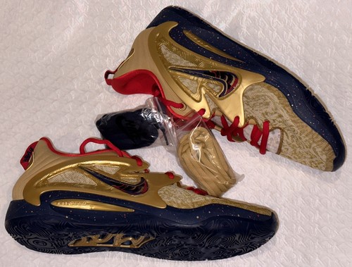 NIKE KD 15 Low Olympic Gold Navy Blue Red Basketball Shoes Sneakers NEW Mens 17 - Picture 3 of 9