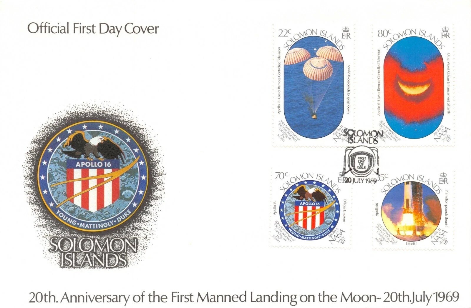 First Day of Issue Solomon Islander Space Postal Stamps