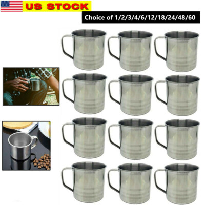 Choice of 1-96 Pc Stainless Steel Coffee Soup Mug Tumbler Camping Mug Cup 16oz