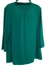 AB STUDIO mock neck Long Sleeve blouse top pullover SIZE X-LARGE teal green