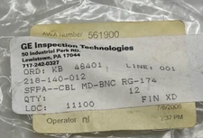 GE INSPECTION TECHNOLOGIES 218-140-012 SFPA--CBL MD-BNC RG-174  24 " inch Long