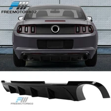 Fits 13-14 Ford Mustang V6 GT 2-Door Rear Diffuser Lip Gloss Black PP + V1 Fin