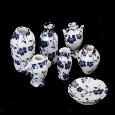 Odoria Miniatur-Blumenvasen – 7 Stück Im Set, 1/12 Maßstab Für Puppenhaus & Dioramen