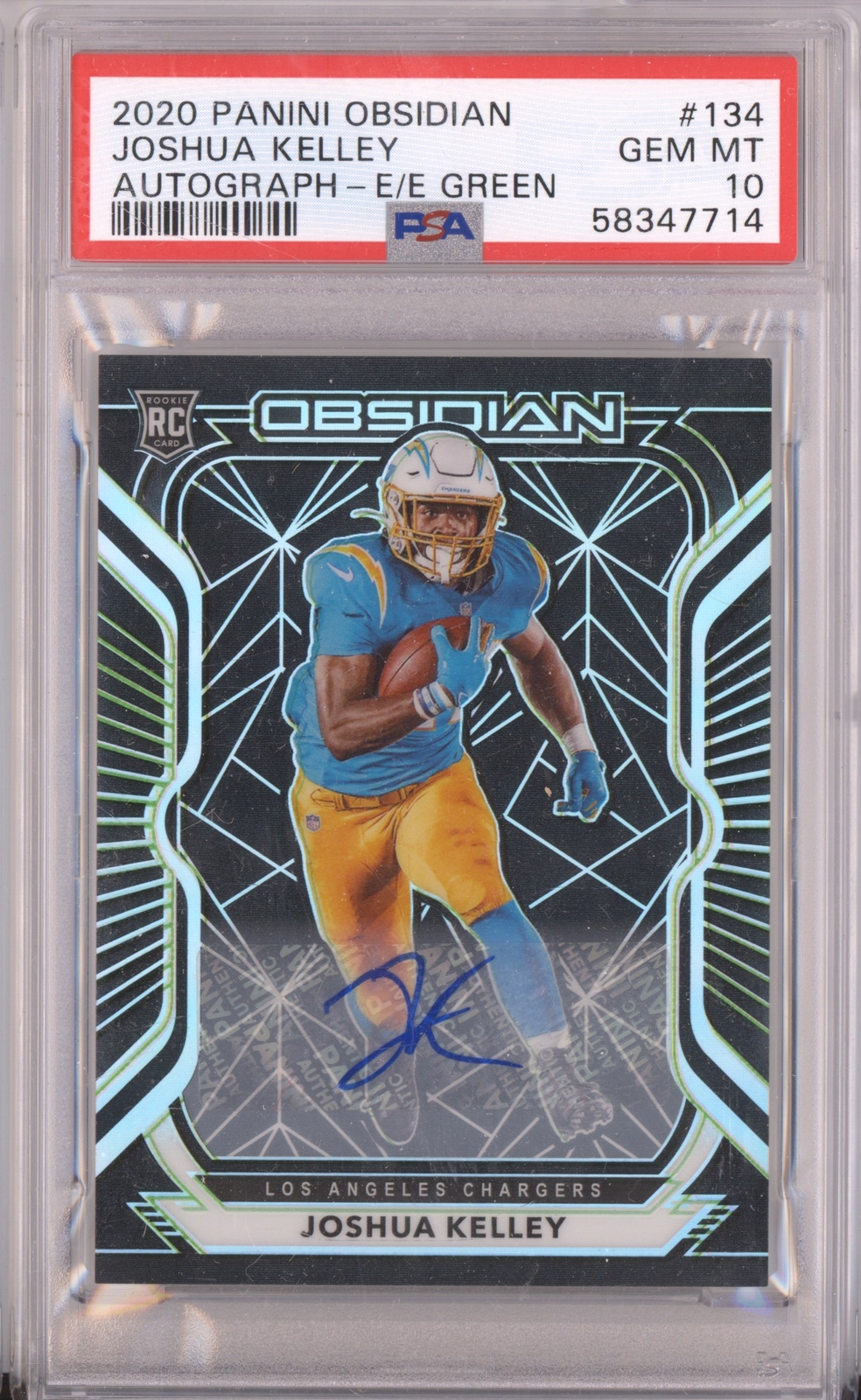 Joshua Kelley Panini Obsidian #134 Autograph-Electric Etch Green