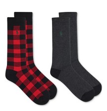 Polo Ralph Lauren Men's Buffalo Check Slack Boot Socks, 2-Pack