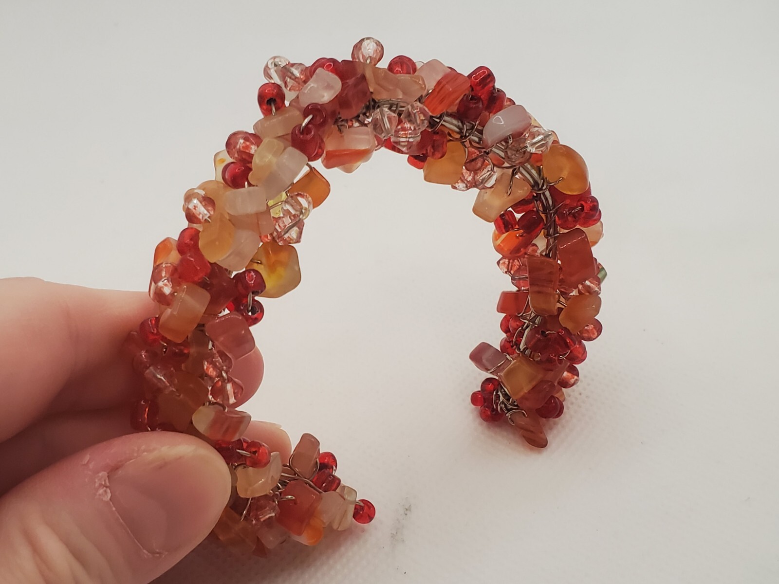 Handmade CARNELIAN Genstone Wire Cuff Bracelet Ad… - image 7