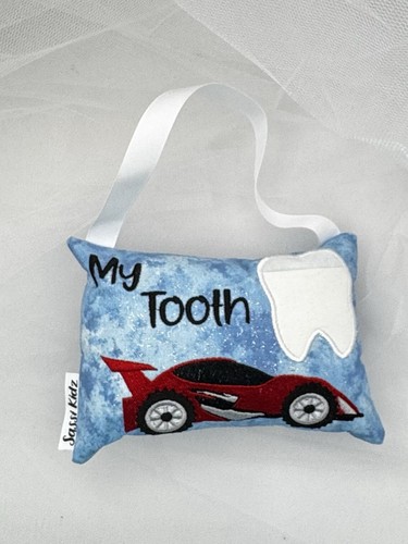 Tooth Fairy Pillow Race Car Front Pocket Cushion Birthday Christmas