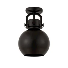 Innovations Newton Metal Sphere 1 Lt 8" Flush, BK/BK Metal - 410-1F-BK-M410-8BK