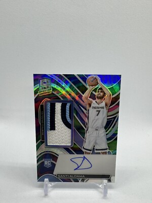 2021-22 Spectra Santi Aldama #218 Rookie RC Jersey AUTO Marble Prizm 3/5 SSP!
