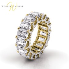 4ctw Emerald Diamond U-Shape Pave Set Eternity Band 14K Yellow Gold H-I/VS2-SI1