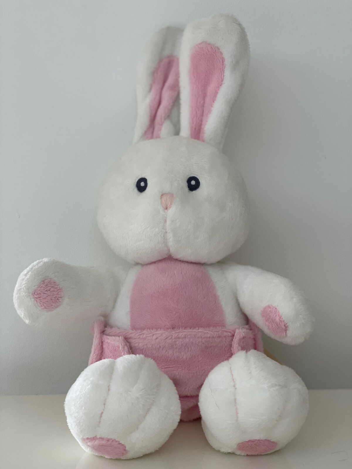 Napy Rabbit RUSS BERRIE ~ MEADOW WHITE RABBIT WIDDLE ONES WITH PINK NAPPY 13