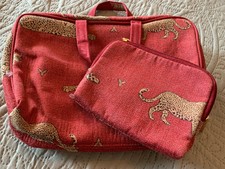 Modella Two Piece Handbag And Change Purse Set - Cloth With Leopard Design