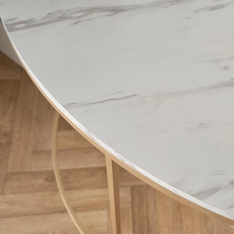 Semi Circle Marble Console Table, Gold Frame, 110x35x76cm Hallway (S) - Image 3 of 4