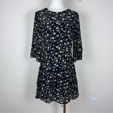 Lulus Dress Womens Medium Mini Fit and Flare Floral Ruffle Lace Cottage Black