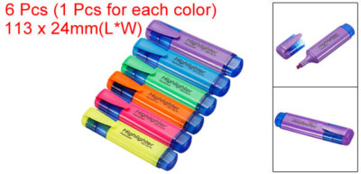 6pcs Highlighter Pen Assorted Colors Water Based Broad Tip Writing