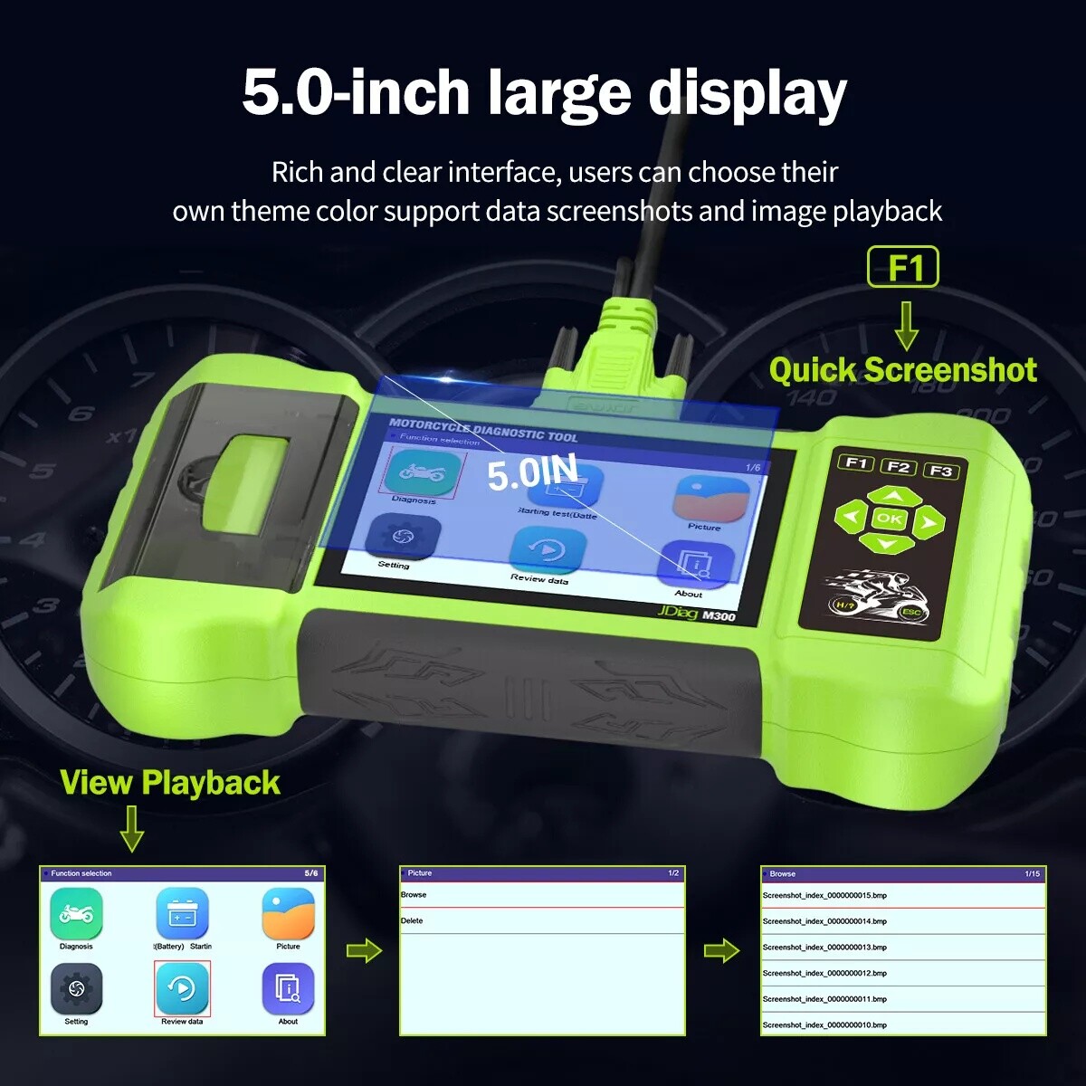 JDiag M300 Full Version Motorcycle Diagnostic OBD2 Scanner Read