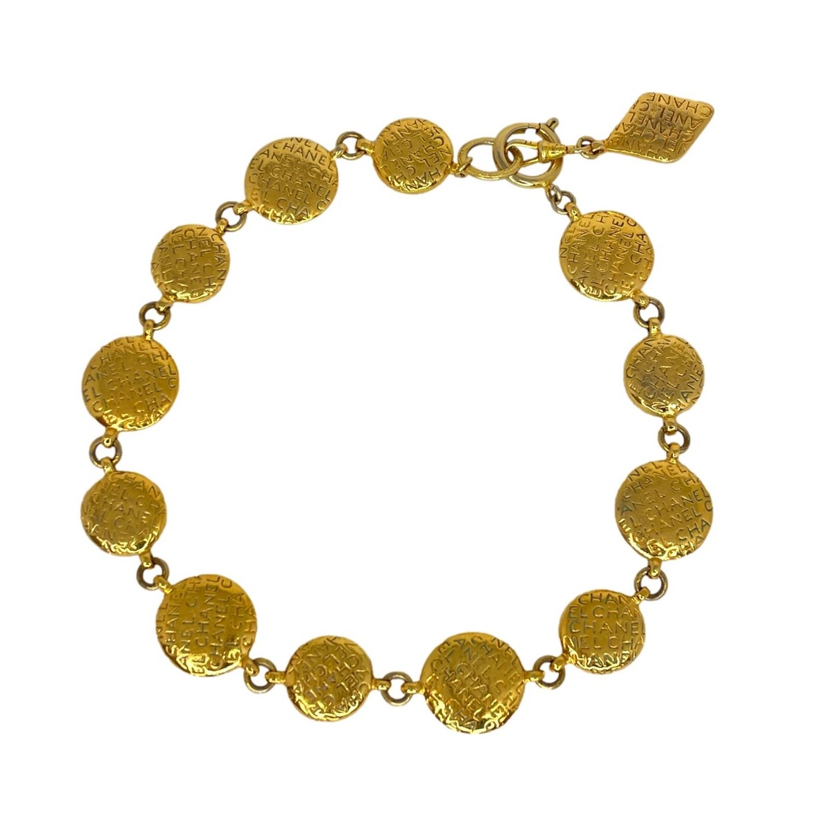 CHANEL Vintage Gold Logo & Coco Chanel Embossed Round Medallion 