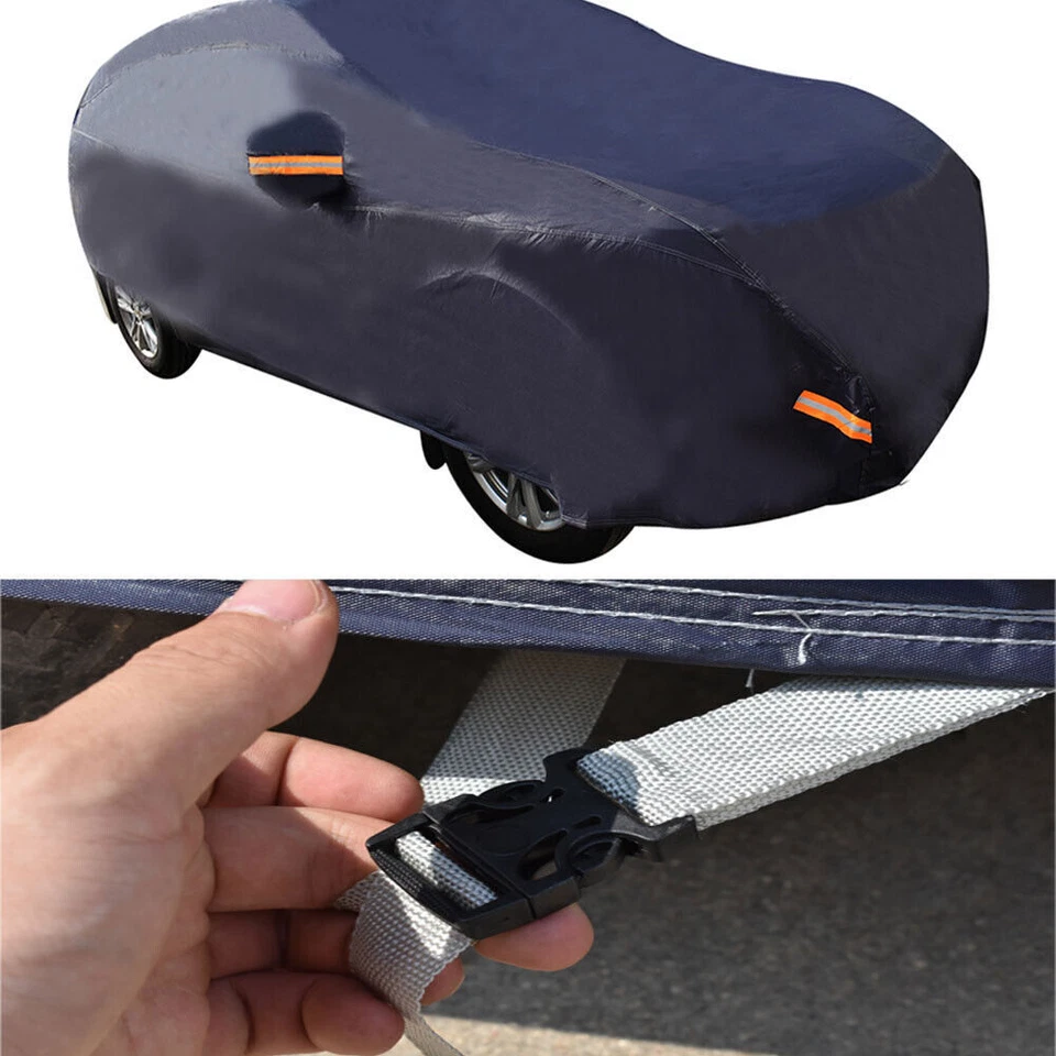 Car Cover Sun UV Dust Snow Rain Resist Waterproof Protection W/Lock - Imagem 3 de 4