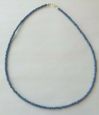 BLUE RAINBOW SEED BEAD NECKLACE 18" SILVER PLATED - N16