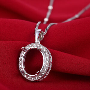 Details about   Solid 10K White Gold Oval 14x12mm 1/5CT Diamonds Semi Mount Engagement Pendant