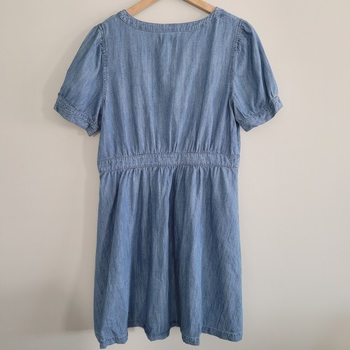 Madewell Jean Dress Denim Puff Sleeve Button Women's 12 Lightweight - Picture 4 of 5