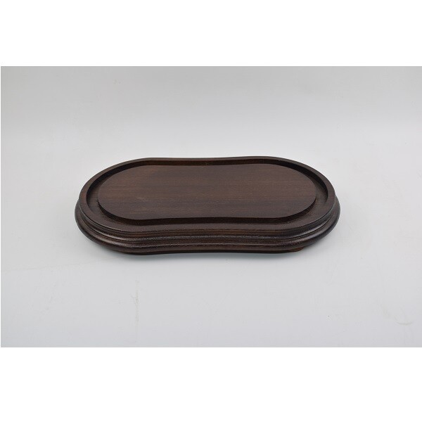 Dark Brown Wooden Base for Oval Glass Dome On Legs 33x16 cm