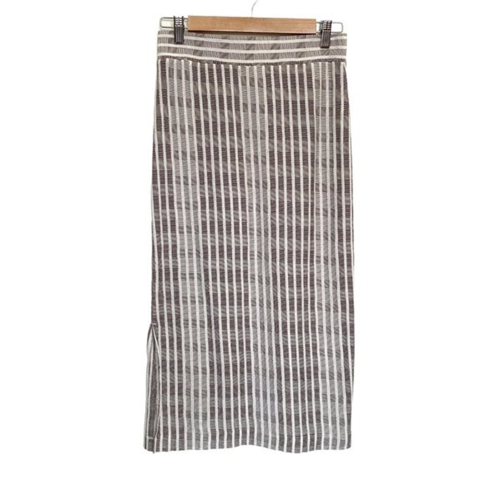 LOU & GREY Brown White Textured Knit Midi Pencil Skirt Size S
