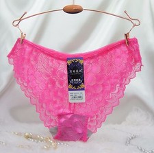 VALENTINE'S Brazilian Cut Cheeky PINK or BLACK french lace exotic panties S/M
