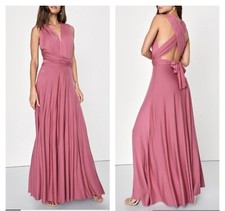 Lulus Tricks of the Trade convertible formal maxi dress rusty rose stretch small