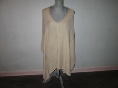 New KERISMA  Cream Wool Blend Knit Lightweight  Poncho Shaw  ~ One Size *NWT