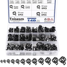 Tnisesm 140 Pcs 12Values 6-22mm Spring Hose Clamp Assortment kits Silicone Va...