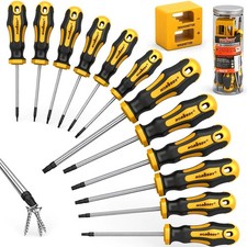13Pcs Magnetic Torx Screwdriver Set, T5-T40 Star Screwdriver with Magnetize & De