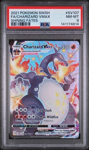 TCG Pokemon Sword & Shield Shining Fates SV107 Charizard VMAX PSA 8 Full Art