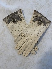 Vintage 1950s beaded Stretch Nylon Formal gloves. One Size Fits All