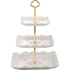 Chic 3-Tier Porcelain Cake Stand - Gift-Ready for Celebrations  Gatherings