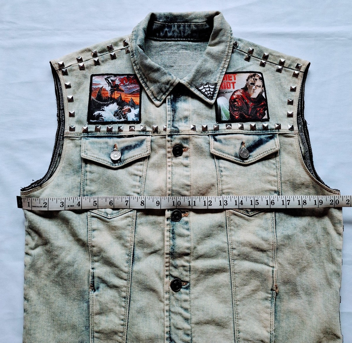 Twisted Sister, Dio, Quiet Riot, Mens Patched Studded Battle Vest