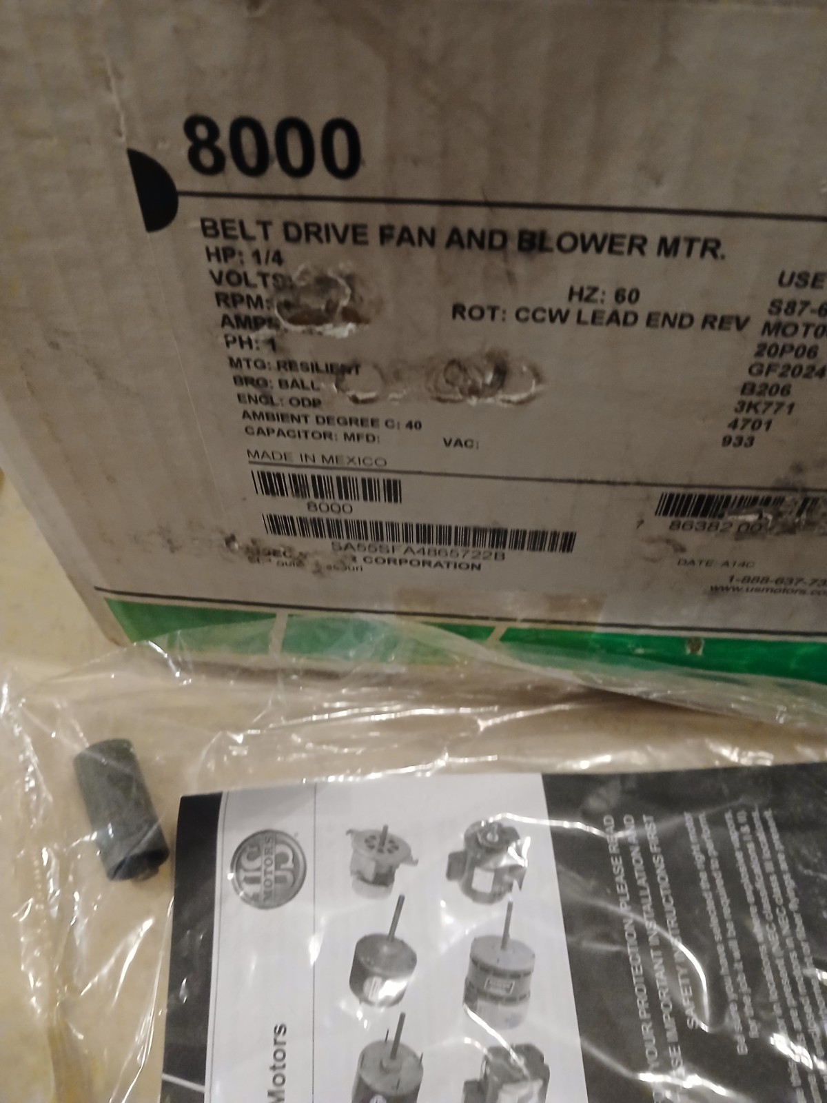 Us Motors SA55JXSFB-4865 Motor 48 1/4hp 1725rpm 115v-ac 1ph