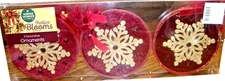 CHRISTMAS Burgundy Ornaments "Winter Wonder Lane" Box (3)  3" Festive Blooms 781