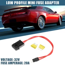 32V Mini Fuse Adapter Tap Fuse Kit with 2pcs 20A Blade Style Fuses for Cars