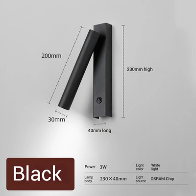 3W 5W Wall Lamp Backlight Rotation Adjustable Light Hotel Bedroom Bedside Study