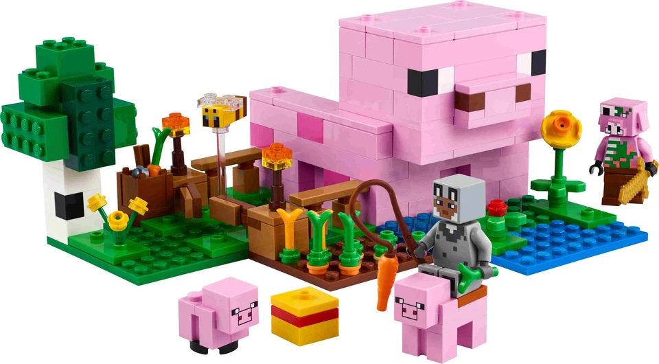 LEGO 21268 Minecraft Das Babyschwein-Haus, 2 Schweine, Biene, Zombie-Piglin - Bild 2 von 4