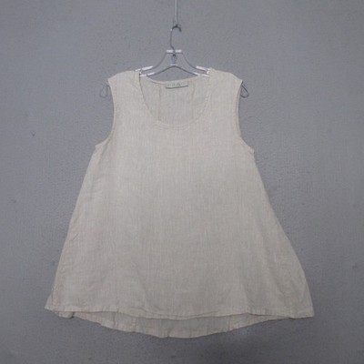 Bryn Walker Tank Top Women XS Beige Linen Coastal Breezy Beachy Lagenlook Flowy