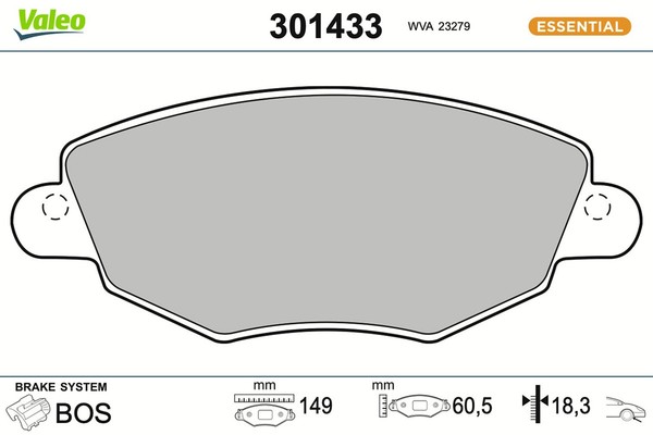 Valeo Bremsbelagsatz Scheibenbremse Essential 301433 FüR Jaguar Ford Type Mondeo-image