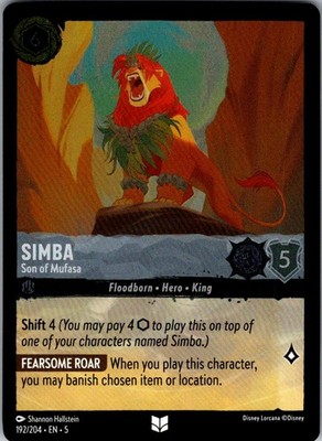 Simba - Son of Mufasa Shimmering Skies 192/204 Uncommon Cold Foil Lorcana NM