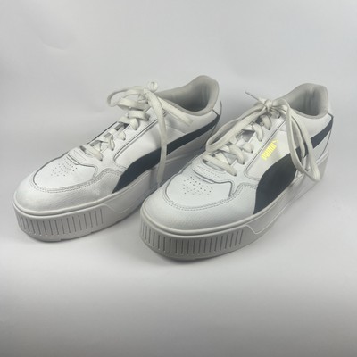 PUMA Karmen Rebelle Satin Perforated Platform  Womens White Sneakers Casual Shoe