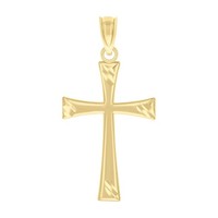 "Jfl 10K Gelbgold Unisex Charm Kreuz AnhäNger Gelbgold Diamantgeschnitten 1.05\""